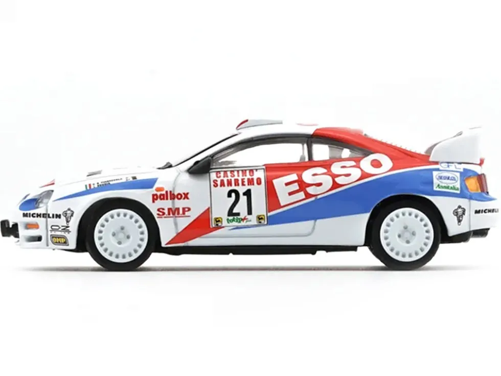 Toyota Celica GT-Four #21 Gilberto Pianezzola - Loris Roggia "Rallye Sanremo - Rallye d'Italia" (1996) with Extra Wheels 1/64 Diecast Model Car by BM Creations