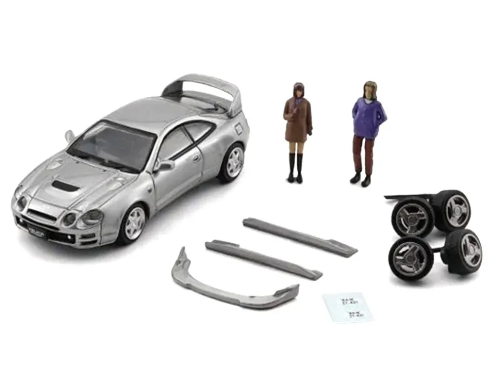 Toyota Celica GT-Four RHD (Right Hand Drive) ID Silver Metallic with 2 Figures and Accessories 1/64 Diecast Model Car by BM Creations