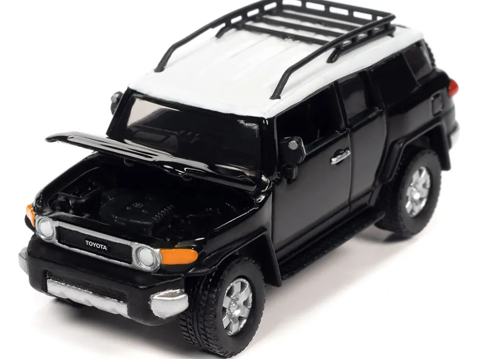 2007 Toyota FJ Cruiser Black Diamond with White Top and Roofrack Classic Gold Collection Series Limited Edition 1/64 Diecast Model Car Johnny Lightning JLCG030-JLSP278B