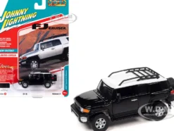 2007 Toyota FJ Cruiser Black Diamond with White Top and Roofrack Classic Gold Collection Series Limited Edition 1/64 Diecast Model Car Johnny Lightning JLCG030-JLSP278B