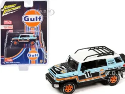 2007 Toyota FJ Cruiser #11 Light Blue Gulf Oil with Roofrack Limited Edition to 6000 pieces Worldwide 1/64 Diecast Model Car Johnny Lightning JLCP7415