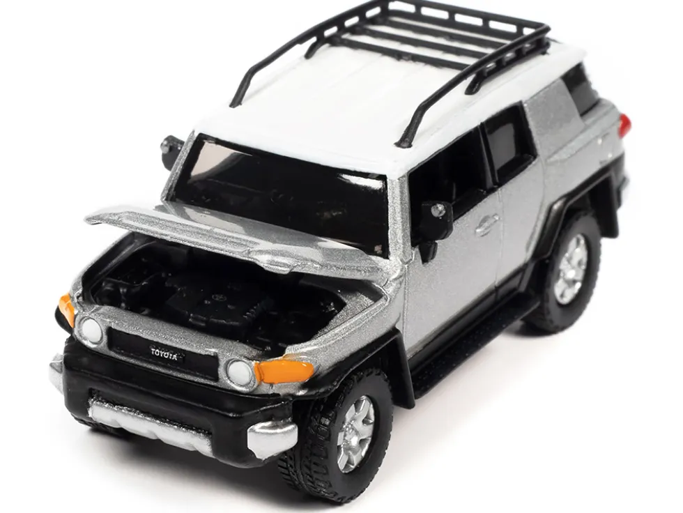 2007 Toyota FJ Cruiser Titanium Silver Metallic with White Top and Roofrack Classic Gold Collection Series Limited Edition 1/64 Diecast Model Car Johnny Lightning JLCG030-JLSP278A