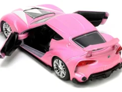 Toyota FT-1 Concept Pink Metallic Pink Ranger Diecast Figurine Power Rangers Hollywood Rides Series 1/32 Diecast Model Car Jada 33079