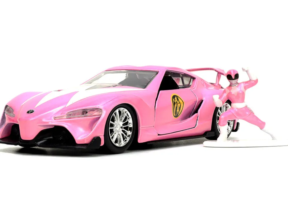 Toyota FT-1 Concept Pink Metallic Pink Ranger Diecast Figurine Power Rangers Hollywood Rides Series 1/32 Diecast Model Car Jada 33079