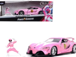 Toyota FT-1 Concept Pink Metallic Pink Ranger Diecast Figurine Power Rangers Hollywood Rides Series 1/32 Diecast Model Car Jada 33079