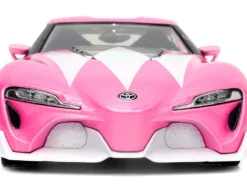 Toyota FT-1 Concept Pink Metallic and Pink Ranger Diecast Figurine Power Rangers Hollywood Rides Series 1/24 Diecast Model Car Jada 33224
