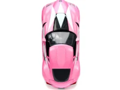 Toyota FT-1 Concept Pink Metallic and Pink Ranger Diecast Figurine Power Rangers Hollywood Rides Series 1/24 Diecast Model Car Jada 33224