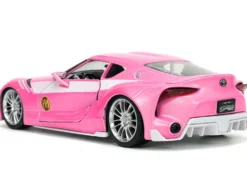 Toyota FT-1 Concept Pink Metallic and Pink Ranger Diecast Figurine Power Rangers Hollywood Rides Series 1/24 Diecast Model Car Jada 33224