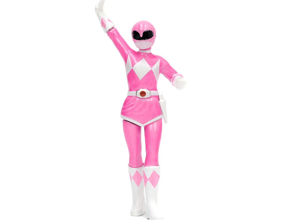 Toyota FT-1 Concept Pink Metallic and Pink Ranger Diecast Figurine Power Rangers Hollywood Rides Series 1/24 Diecast Model Car Jada 33224
