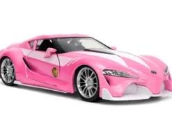 Toyota FT-1 Concept Pink Metallic and Pink Ranger Diecast Figurine Power Rangers Hollywood Rides Series 1/24 Diecast Model Car Jada 33224