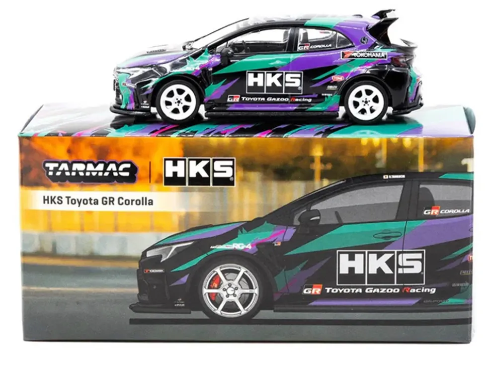 Toyota GR Corolla RHD (Right Hand Drive) "HKS" Black with Graphics "Global64" Series 1/64 Diecast Model by Tarmac Works