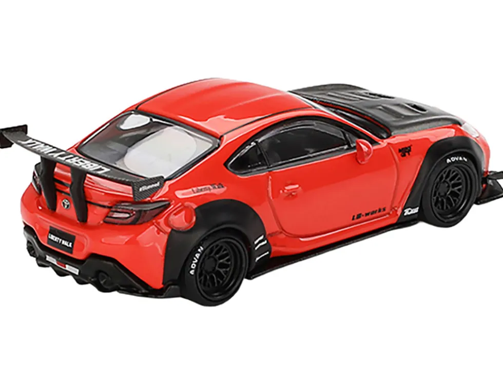 Toyota GR86 "LB-Nation - Liberty Walk" Red with Carbon Hood Limited Edition 1/64 Diecast Model Car by Mini GT