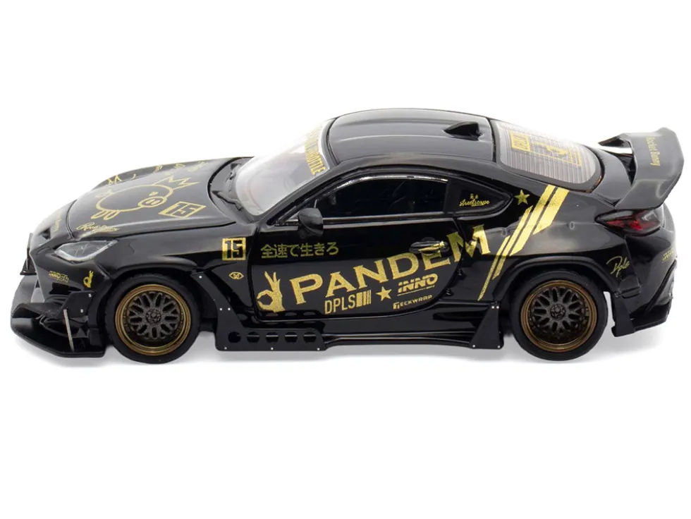 Toyota GR86 "Pandem" RHD (Right Hand Drive) Black with Gold Graphics "Hobby Expo China 2025 Event Exclusive" 1/64 Diecast Model Car by Inno Models