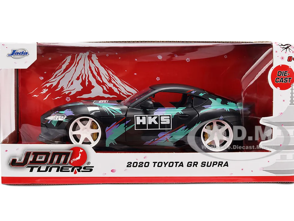 2020 Toyota GR Supra "HKS" Matt Black with Graphics "JDM Tuners" Series 1/24 Diecast Model Car by Jada