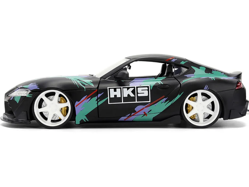2020 Toyota GR Supra "HKS" Matt Black with Graphics "JDM Tuners" Series 1/24 Diecast Model Car by Jada