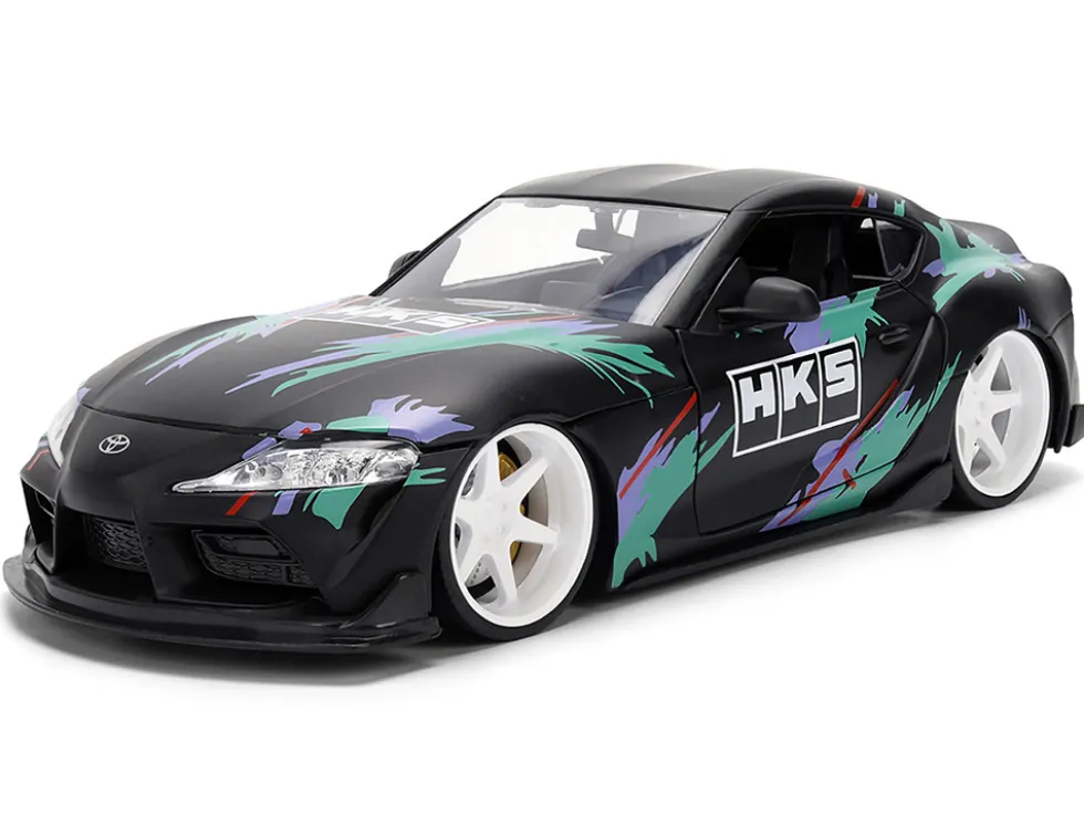 2020 Toyota GR Supra "HKS" Matt Black with Graphics "JDM Tuners" Series 1/24 Diecast Model Car by Jada