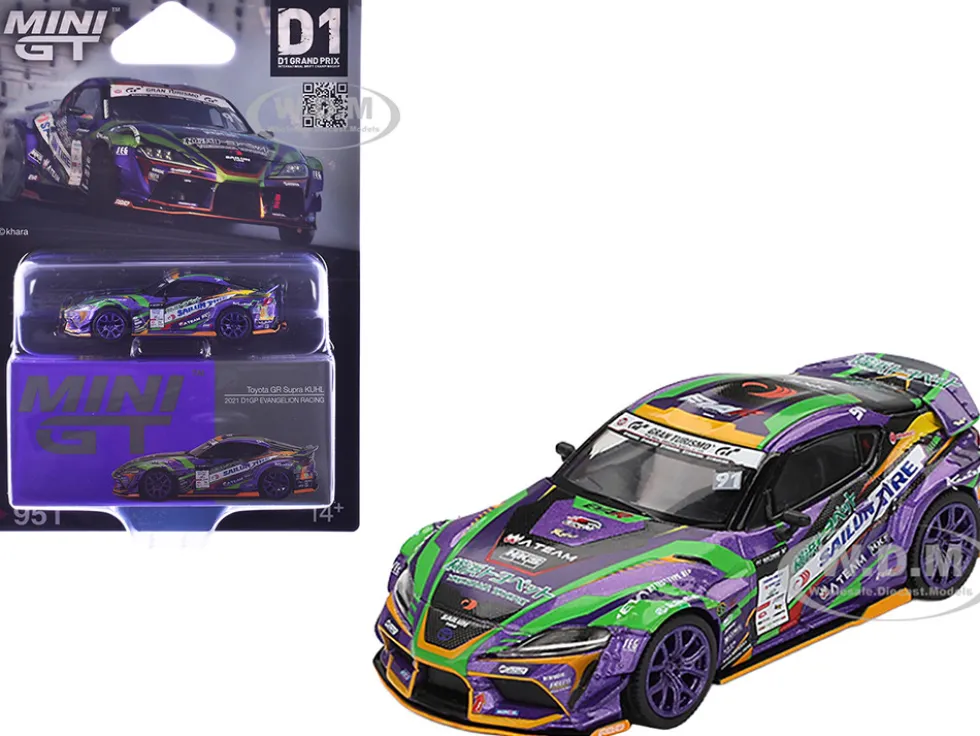 Toyota GR Supra KUHL RHD (Right Hand Drive) #91 Shingo Hatanaka "Evangelion Racing" "D1 Grand Prix" (2021) Limited Edition 1/64 Diecast Model Car by Mini GT