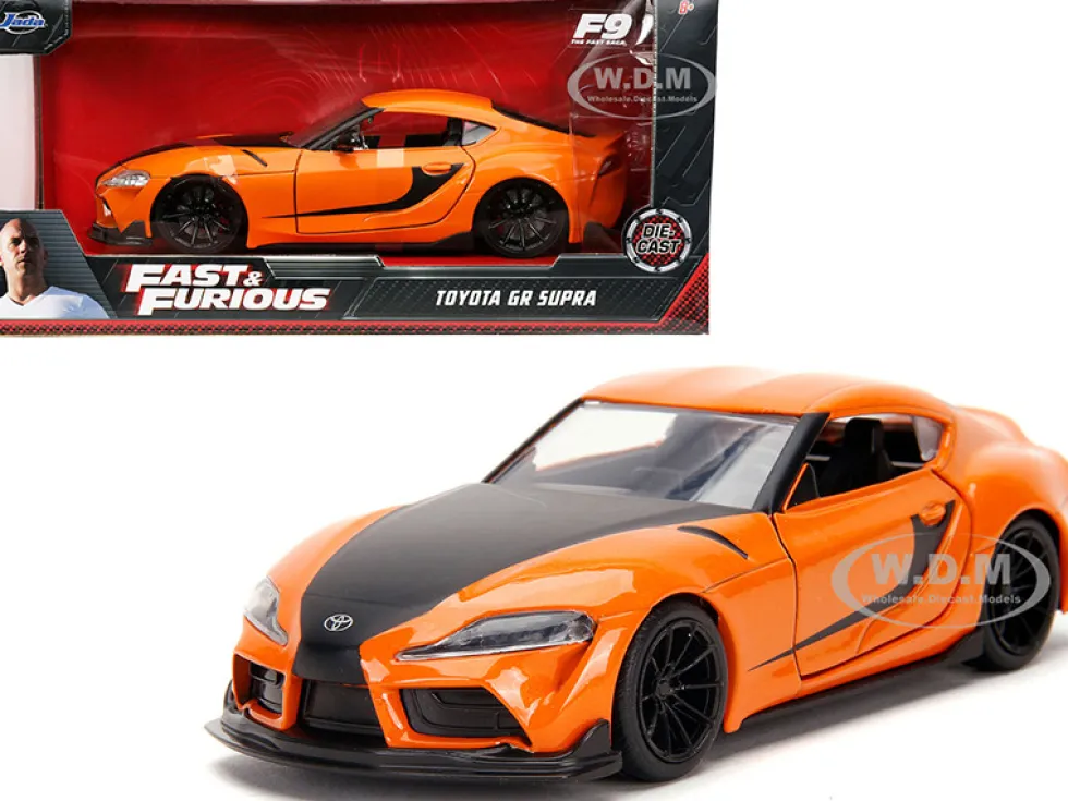 Toyota GR Supra Orange Black Stripes Fast & Furious 9 F9 2021 Movie 1/32 Diecast Model Car Jada 32016