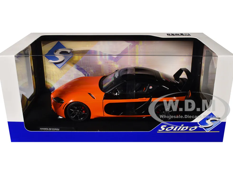 2024 Toyota GR Supra "StreetFighter" Orange and Black 1/18 Diecast Model Car by Solido