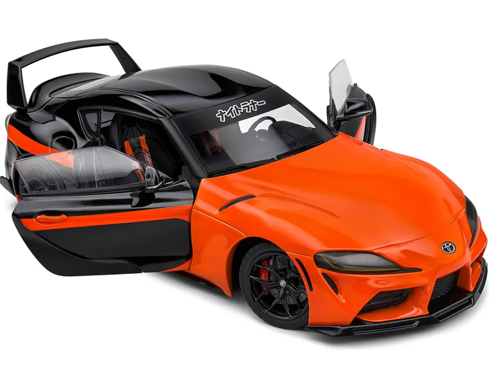 2024 Toyota GR Supra "StreetFighter" Orange and Black 1/18 Diecast Model Car by Solido