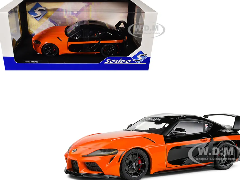 2024 Toyota GR Supra "StreetFighter" Orange and Black 1/18 Diecast Model Car by Solido