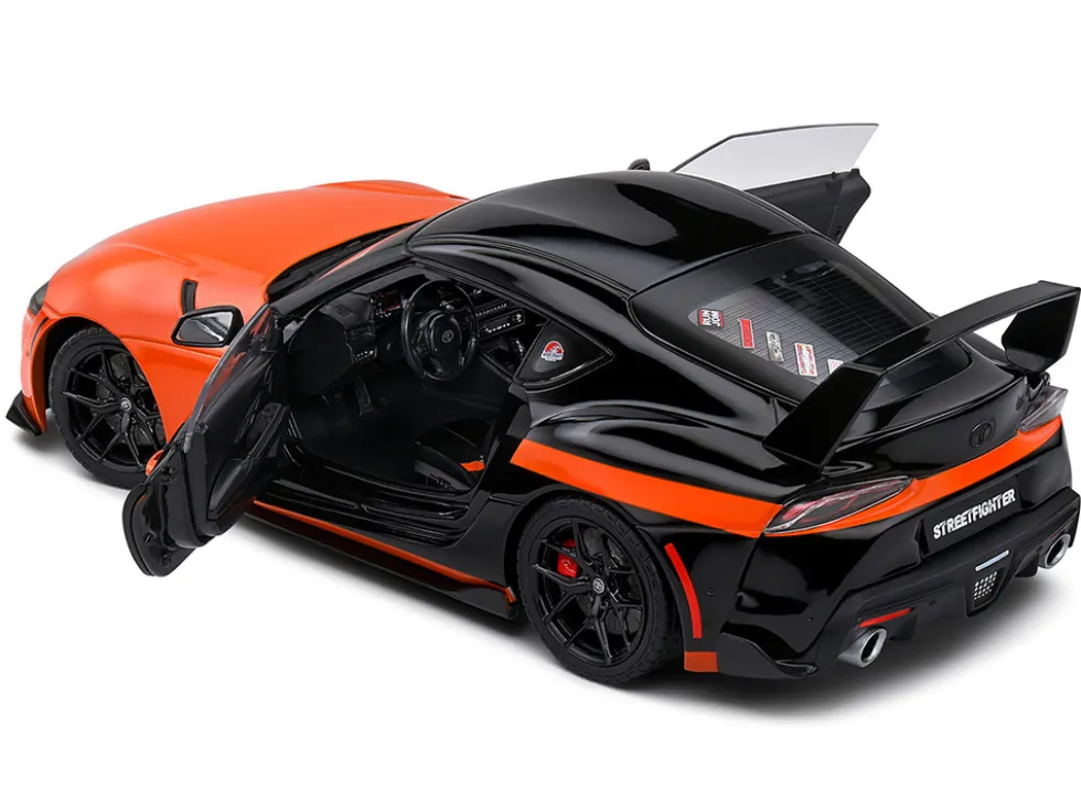 2024 Toyota GR Supra "StreetFighter" Orange and Black 1/18 Diecast Model Car by Solido