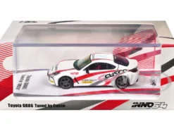 Toyota GR86 Tuned by "CUSCO" RHD (Right Hand Drive) White with Red and Gray Stripes 1/64 Diecast Model Car by Inno Models