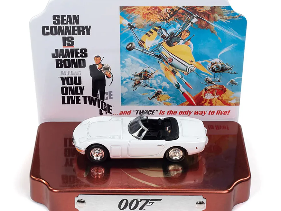 1967 Toyota 2000 GT Convertible RHD Right Hand Drive White 007 James Bond You Only Live Twice 1967 Movie Collectible Tin Display Silver Screen Machines Series 1/64 Diecast Model Car Johnny Lightning JLDR017-JLSP305