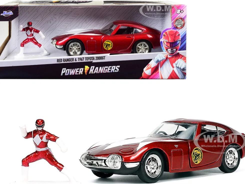 1967 Toyota 2000GT RHD Right Hand Drive Red Metallic Red Ranger Diecast Figurine Power Rangers Hollywood Rides Series 1/32 Diecast Model Car Jada 33074