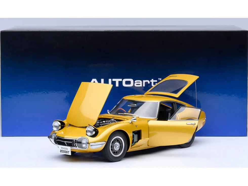 1967 Toyota 2000GT RHD (Right Hand Drive) Gold Metallic 1/18 Model Car by Autoart