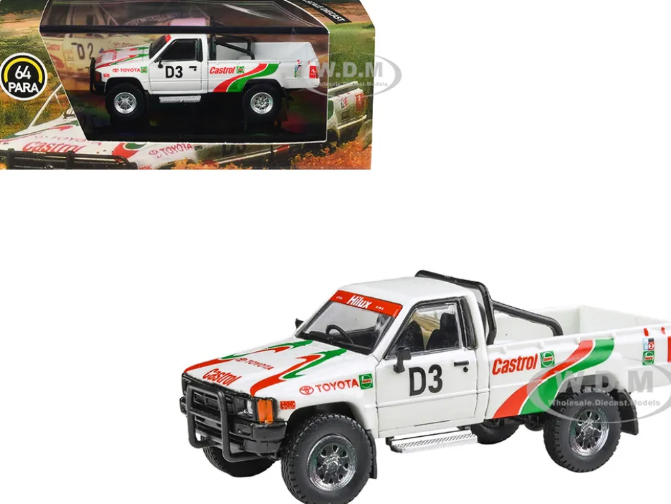 Toyota Hilux Pickup Truck #D3 "Castrol" White with Graphics "Rustenburg 400 Rally" (1995) 1/64 Diecast Model Car by Paragon Models