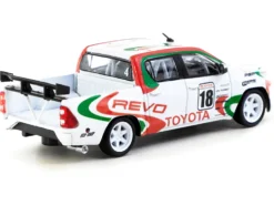 Toyota Hilux Pickup Truck RHD (Right Hand Drive) #18 White with Red and Green Graphics "Hobby64" Series 1/64 Diecast Model Car by Tarmac Works