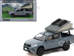 Toyota Hilux Pickup Truck RHD (Right Hand Drive) Gray with Camping Equipment "Road64" Series 1/64 Diecast Model Car by Tarmac Works