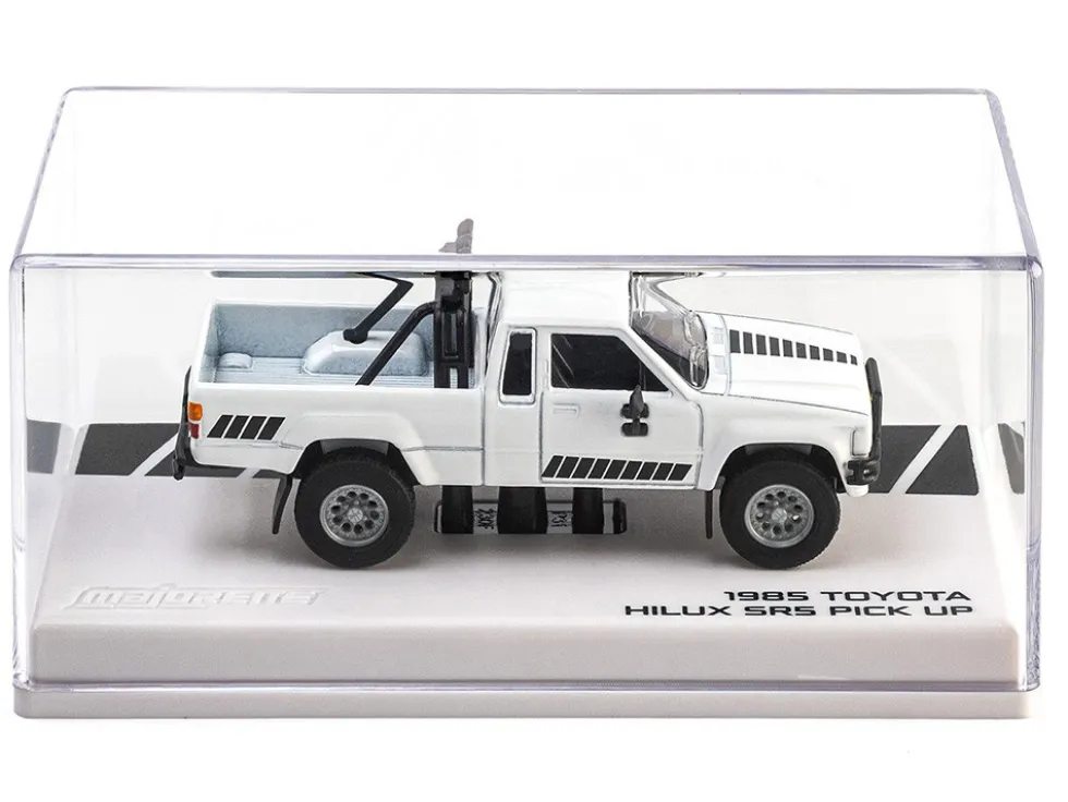 1985 Toyota Hilux SR5 Pickup Truck White with Black Graphics "Collection" Series 1/64 Diecast Model Car by Majorette
