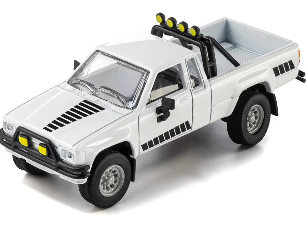 1985 Toyota Hilux SR5 Pickup Truck White with Black Graphics "Collection" Series 1/64 Diecast Model Car by Majorette