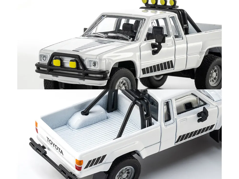 1985 Toyota Hilux SR5 Pickup Truck White with Black Graphics "Collection" Series 1/64 Diecast Model Car by Majorette