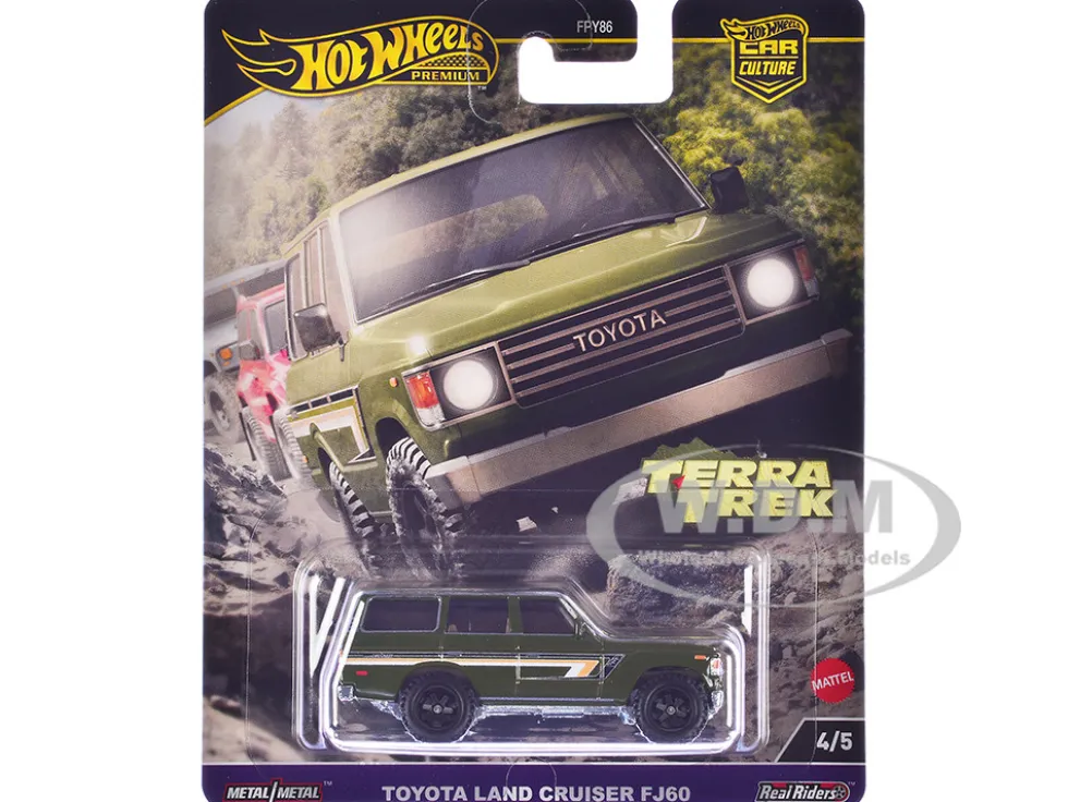 Toyota Land Cruiser FJ60 Green with Stripes "Terra Trek" Series Diecast Model Car by Hot Wheels