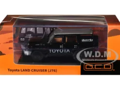 Toyota Land Cruiser (J76) Black with Silver Metallic Top 1/64 Diecast Model Car by GCD