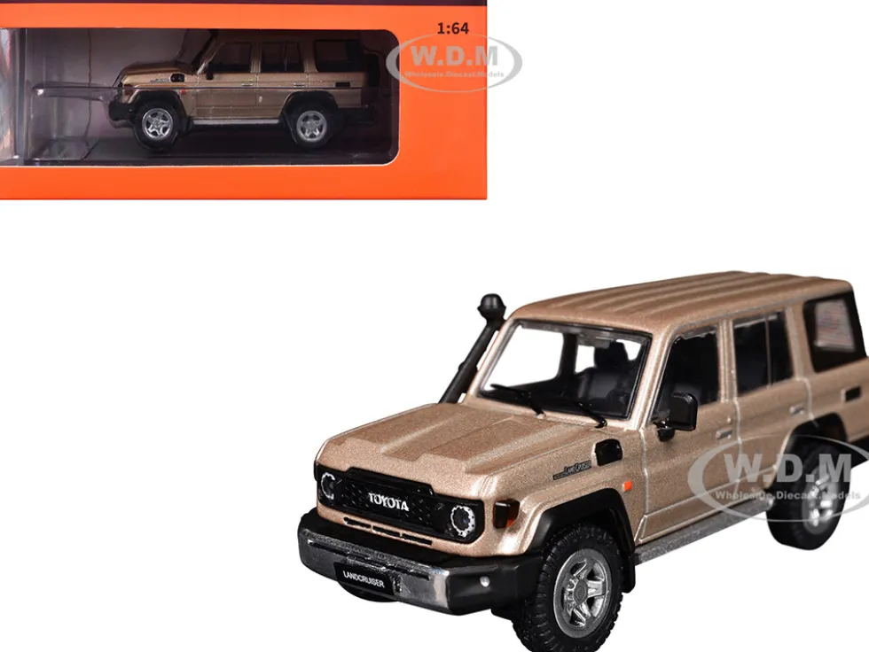 Toyota Land Cruiser (J76) Gold Metallic 1/64 Diecast Model Car by GCD