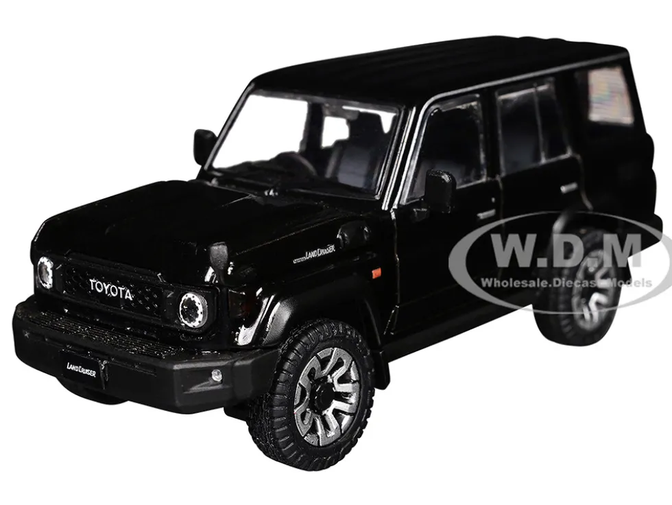 Toyota Land Cruiser (J76) RHD (Right Hand Drive) Black 1/64 Diecast Model Car by GCD