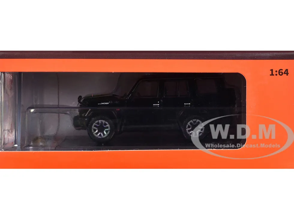 Toyota Land Cruiser (J76) RHD (Right Hand Drive) Black 1/64 Diecast Model Car by GCD