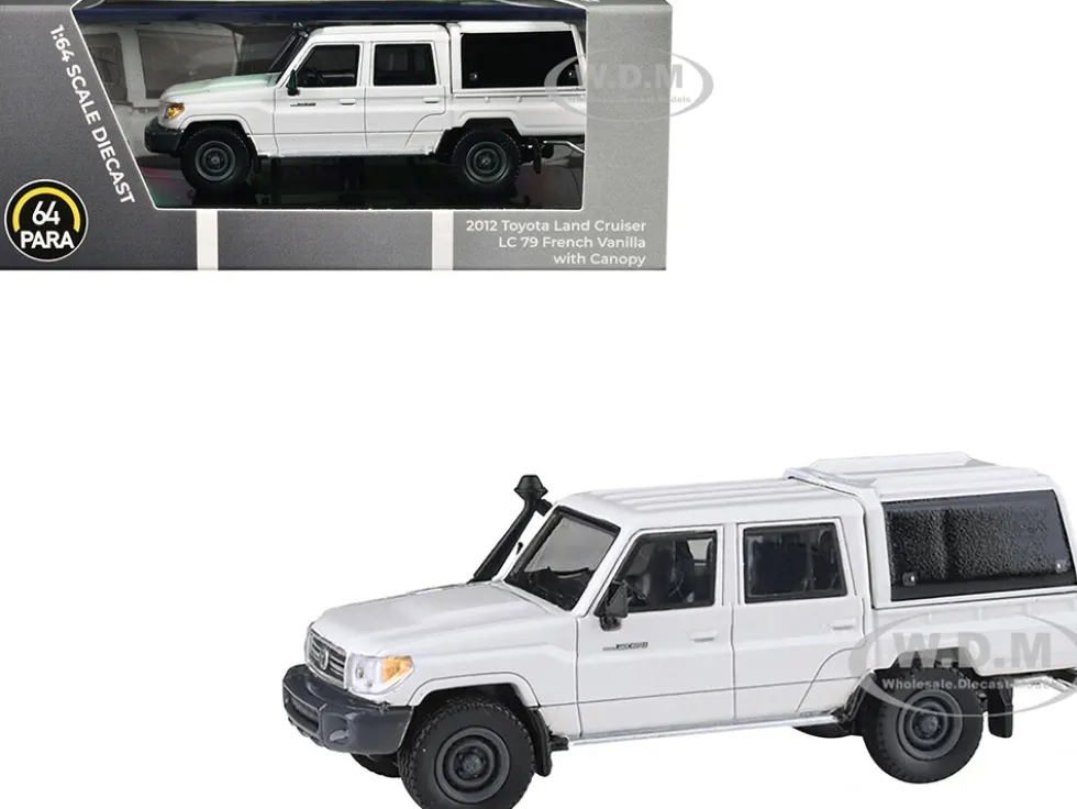 2012 Toyota Land Cruiser LC 79 French Vanilla White with Canopy 1/64 Diecast Model Car by Paragon Models