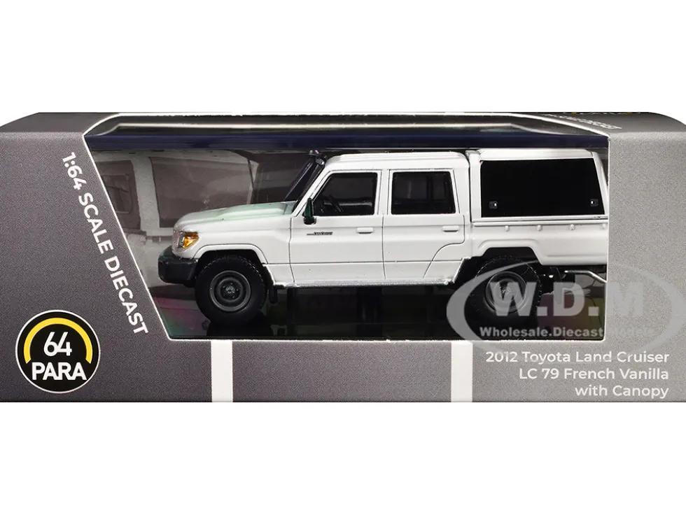 2012 Toyota Land Cruiser LC 79 French Vanilla White with Canopy 1/64 Diecast Model Car by Paragon Models