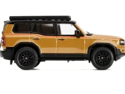2024 Toyota Land Cruiser Prado Gold Metallic with Red Stripes and Roof Rack 1/64 Diecast Model Car by GCD