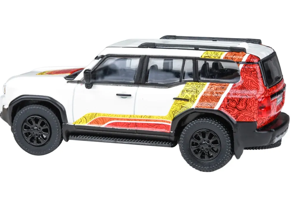 2024 Toyota Land Cruiser 250 Prado White with "TRD" Stripes 1/64 Diecast Model Car by Paragon Models