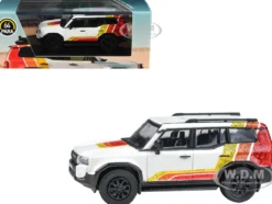 2024 Toyota Land Cruiser 250 Prado White with "TRD" Stripes 1/64 Diecast Model Car by Paragon Models