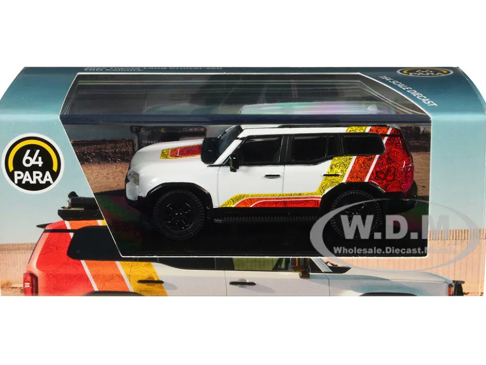 2024 Toyota Land Cruiser 250 Prado White with "TRD" Stripes 1/64 Diecast Model Car by Paragon Models