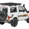 2023 Toyota Land Cruiser 71 White "70th Anniversary" with Stripes and Roofrack 1/64 Diecast Model Car by Paragon Models