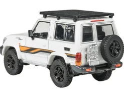 2023 Toyota Land Cruiser 71 White "70th Anniversary" with Stripes and Roofrack 1/64 Diecast Model Car by Paragon Models