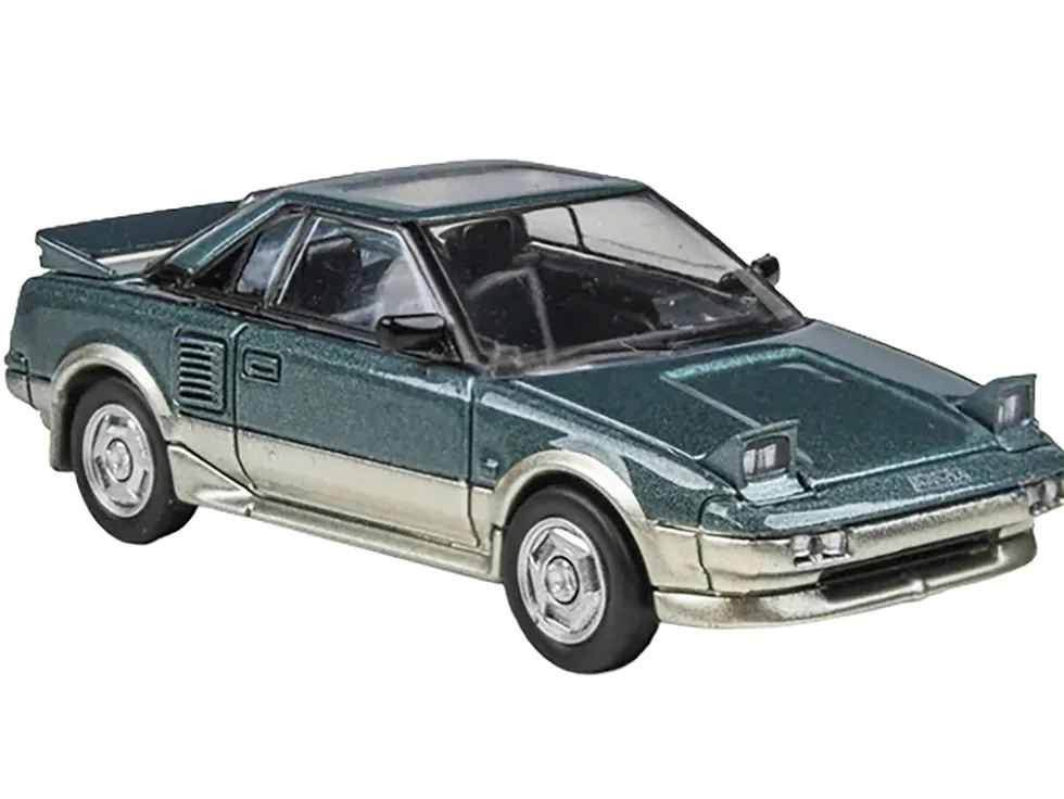 1985 Toyota MR2 MK1 Green Metallic and Gold with Sunroof 1/64 Diecast Model Car by Paragon Models
